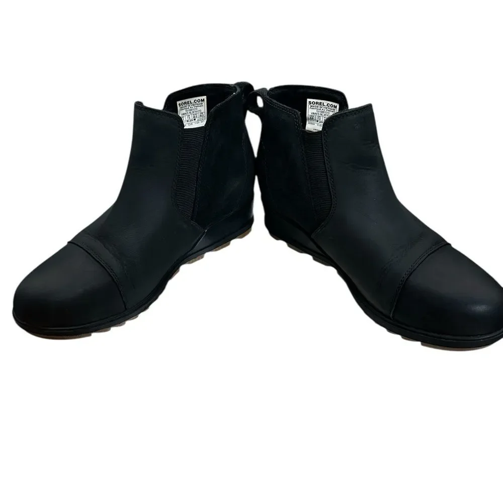 Sorel Evie Pull On Ankle Booties Women’s 9.5 Waterproof Suede Leather Black LNC